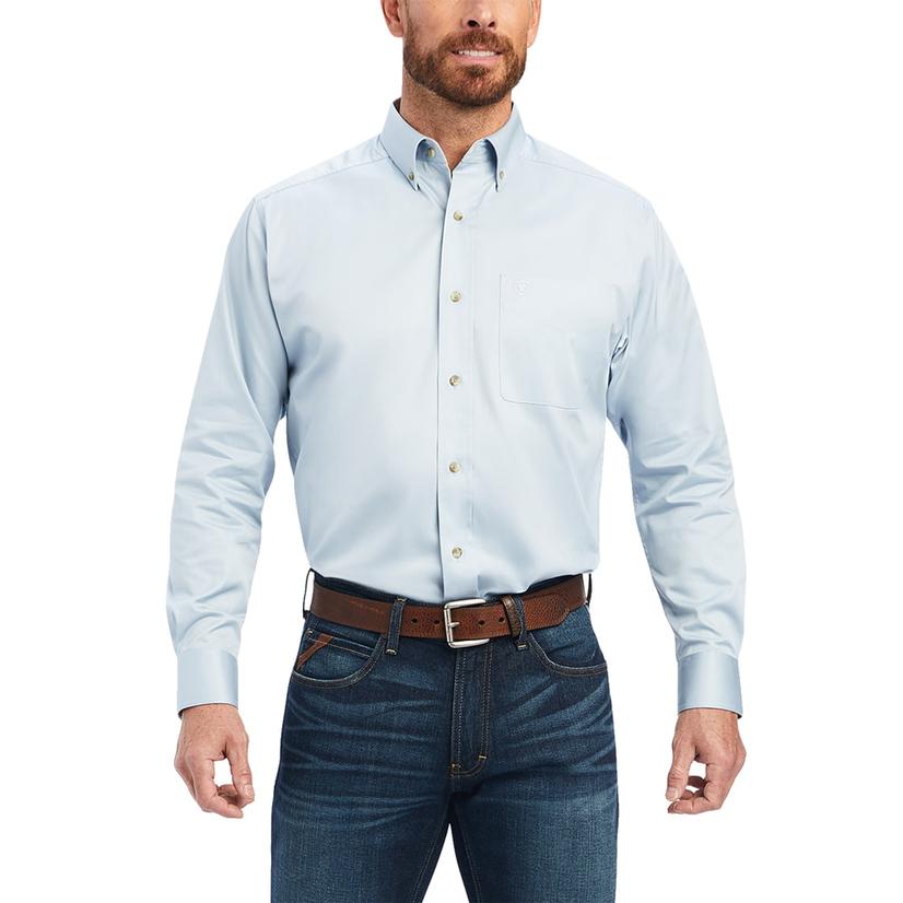  Ariat Blue Solid Twill Men's Long Sleeve Shirt