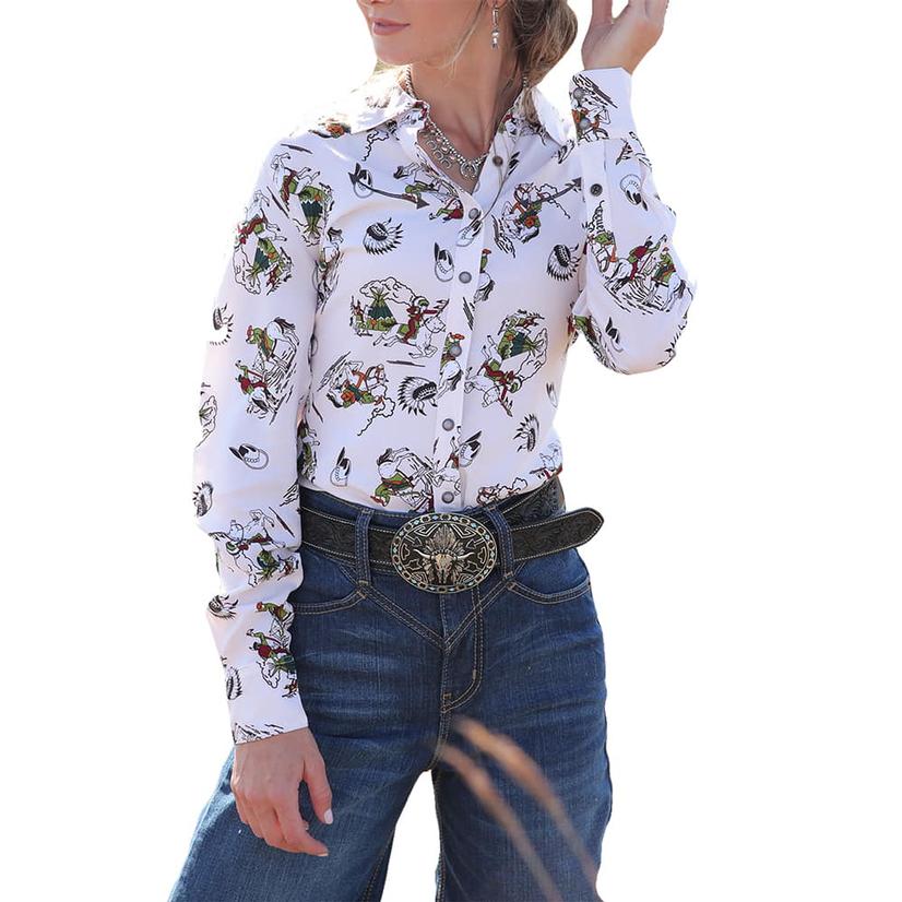  Cruel Girl Western White Women's Long Sleeve Shirt