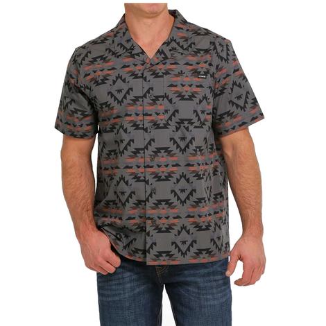 Cinch Grey YEE- Haw Aztec Short Sleeve Men's Shirt