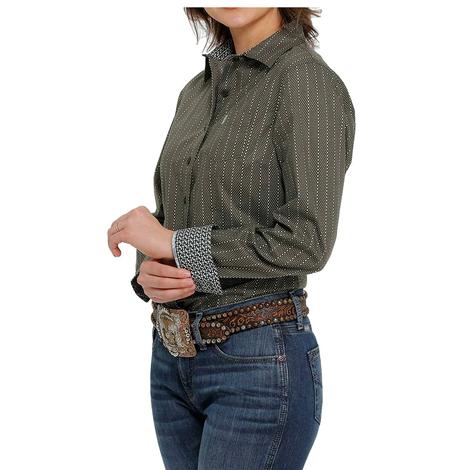 Cinch Olive Long Sleeve Buttondown Women's Shirt