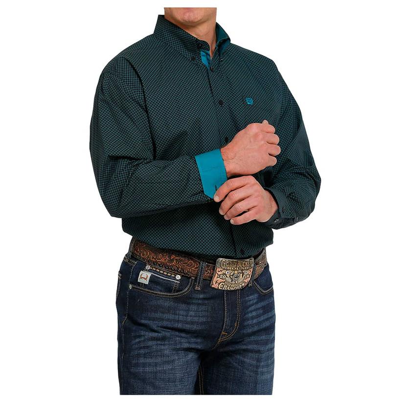  Cinch Black And Blue Long Sleeve Buttondown Men's Shirt