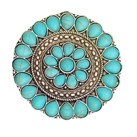 West & Co. Round Burnished Silver and Turquoise Flower Concho 2