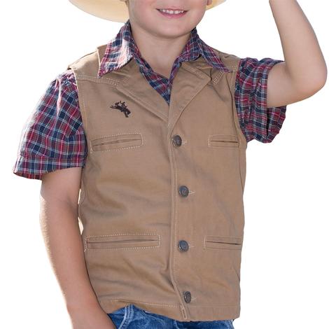 Wyoming Traders Tan Bronco Canvas Boy's Vest