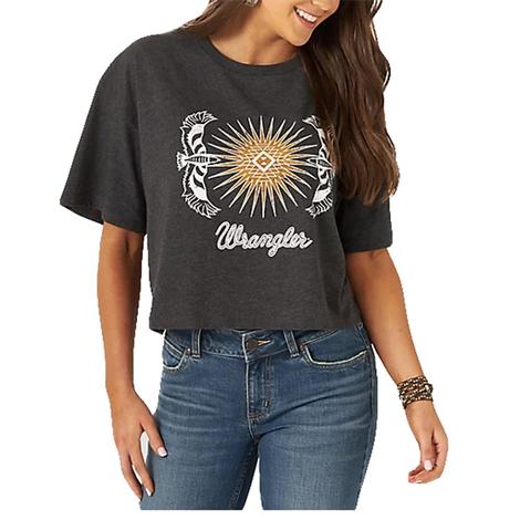 Wrangler Women's Black Retro Crop Graphic T-shirt