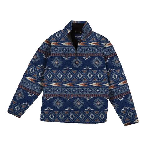Wrangler Blue Aztec Men's Pullover Jacket