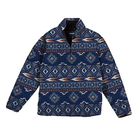 Wrangler Blue Sherpa Boys Pullover Jacket