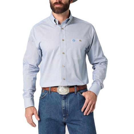 Wrangler George Strait Blue Long Sleeve Buttondown Men's Shirt
