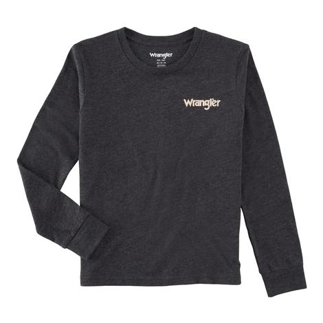 Wrangler Grey Caviar Heather Long Sleeve Boy's Shirt 