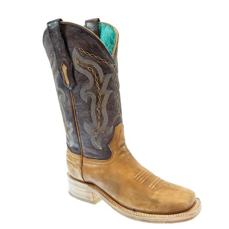 Corral Boots Women's Sand & Purple Embroidery Rodeo Boots