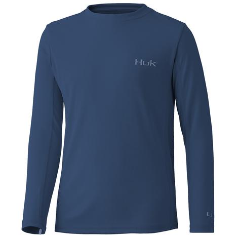 Huk Titanium Blue Icon X Long Sleeve Boys Shirt 