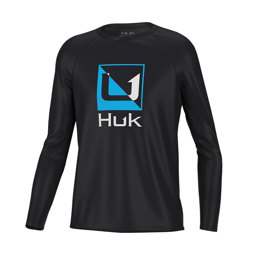  Huk Black Reflection Pursuit Long Sleeve Boy's Shirt