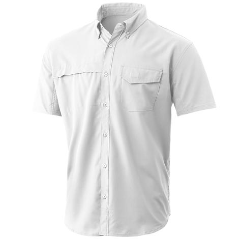 Huk Tide Point Short Sleeve White Men's Shirt -XS