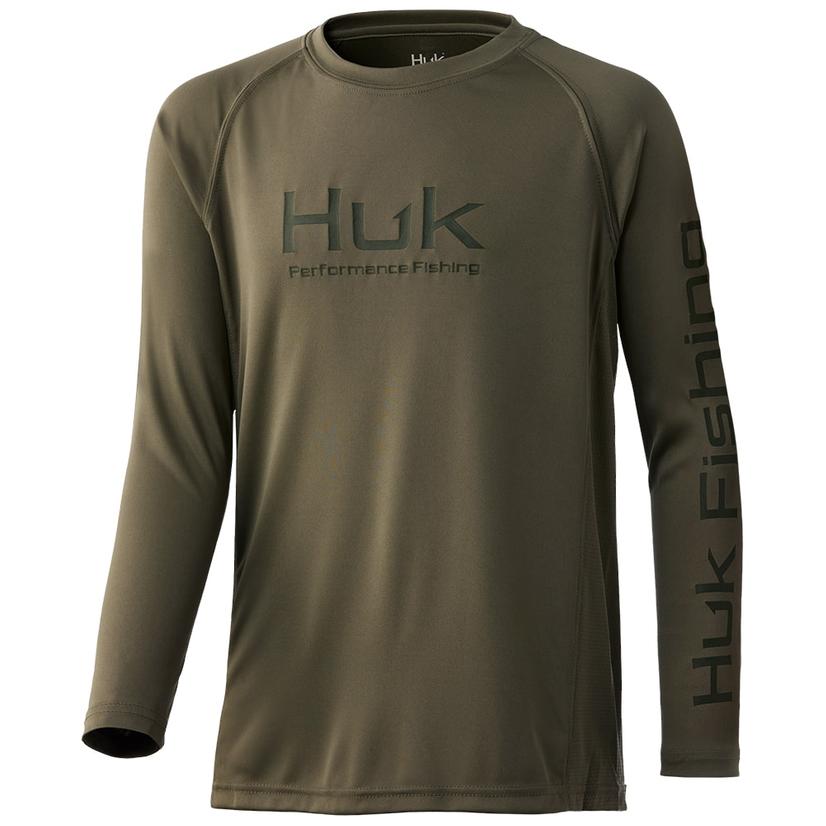  Huk Moss Pursuit Long Sleeve Boy's Shirt
