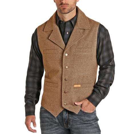 Powder River Camel Men's Solid Wool Montana Vest