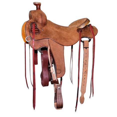 STT Will James Full Roughout Oiled with Rawhide Cantle Ranch Roping Saddle