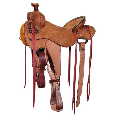 STT Will James Full Roughout Oiled with Rawhide Pencil Roll Ranch Roping Saddle