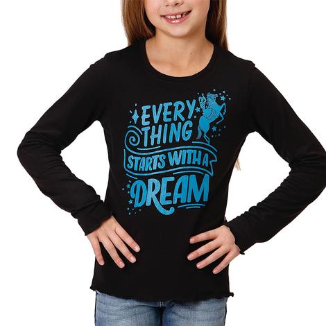 Roper Black Everything Starts With A Dream Girls Tee