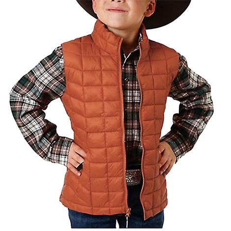Roper Orange Crushable Zipper Boy's Vest