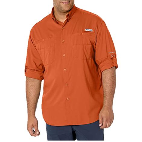 Columbia Tamiami II Island Orange Long Sleeve Buttondown Men's Shirt
