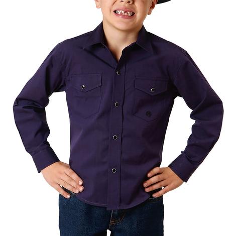 Roper Amarillo Plum Boys Long Sleeve Shirt