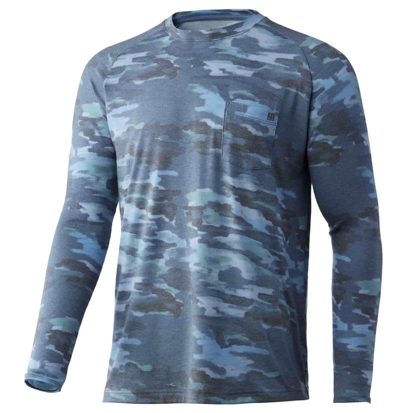  Huk Titanium Blue Waypoint Edisto Long Sleeve Men's Shirt