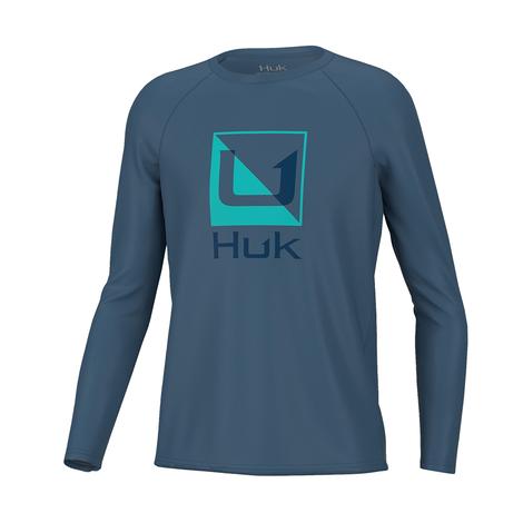 Huk Titanium Blue Reflection Pursuit Long Sleeve Boy's Shirt