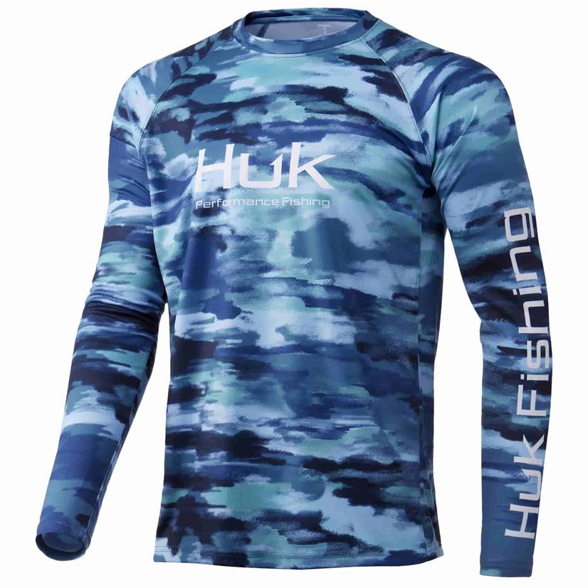  Huk Titanium Blue Pursuit Edisto Long Sleeve Men's Shirt