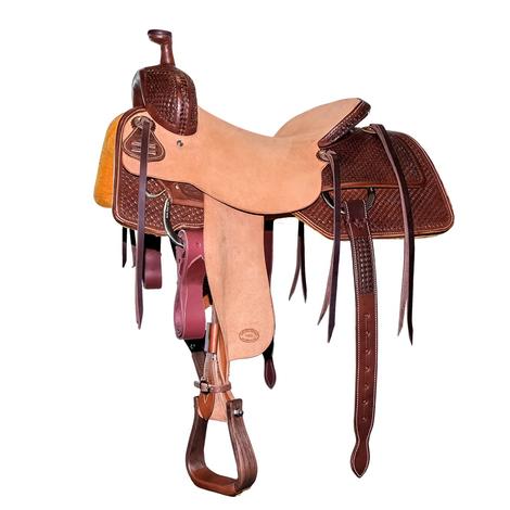 STT Half Roughout Half Waffle Stamp Ranch Cutter Saddle