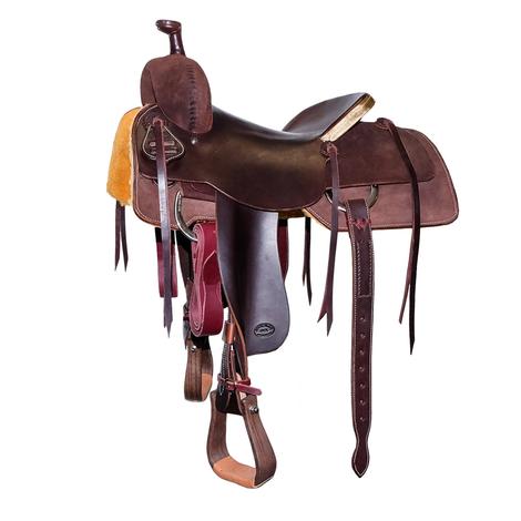 STT Half Slickout Half Roughout with Rawhide Cantle Ranch Cutter Saddle
