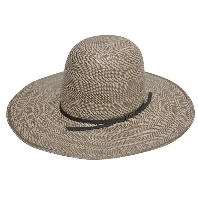 Tuff Cooper Open Crown Gray and Natural Straw Cowboy Hat