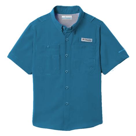 Columbia PFG Tamiami Deep Marine Short Sleeve Buttondown Boy's Shirt