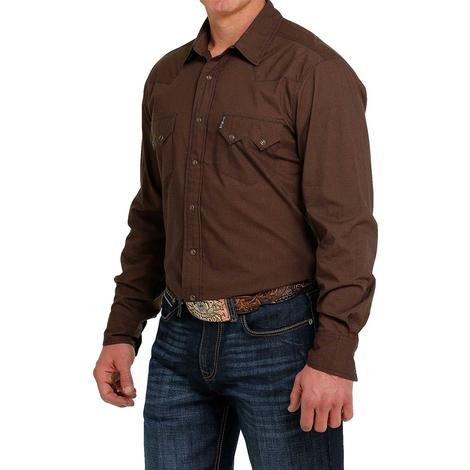 Cinch Brown Western Long Sleeve Men's Shirt