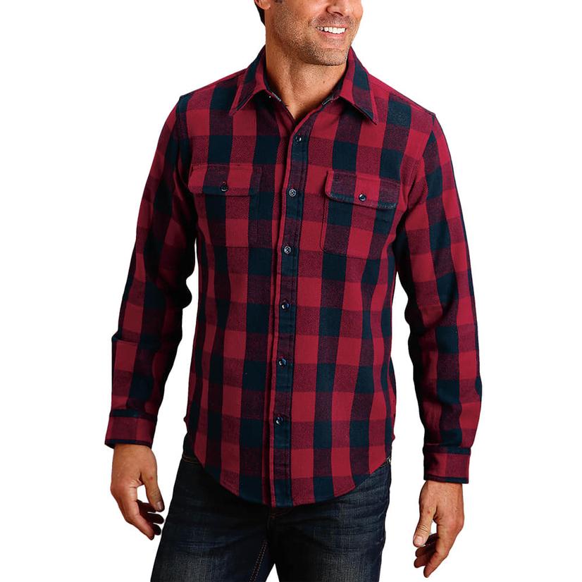  Stetson Red Twill Plaid Button- Down Men's Shirt