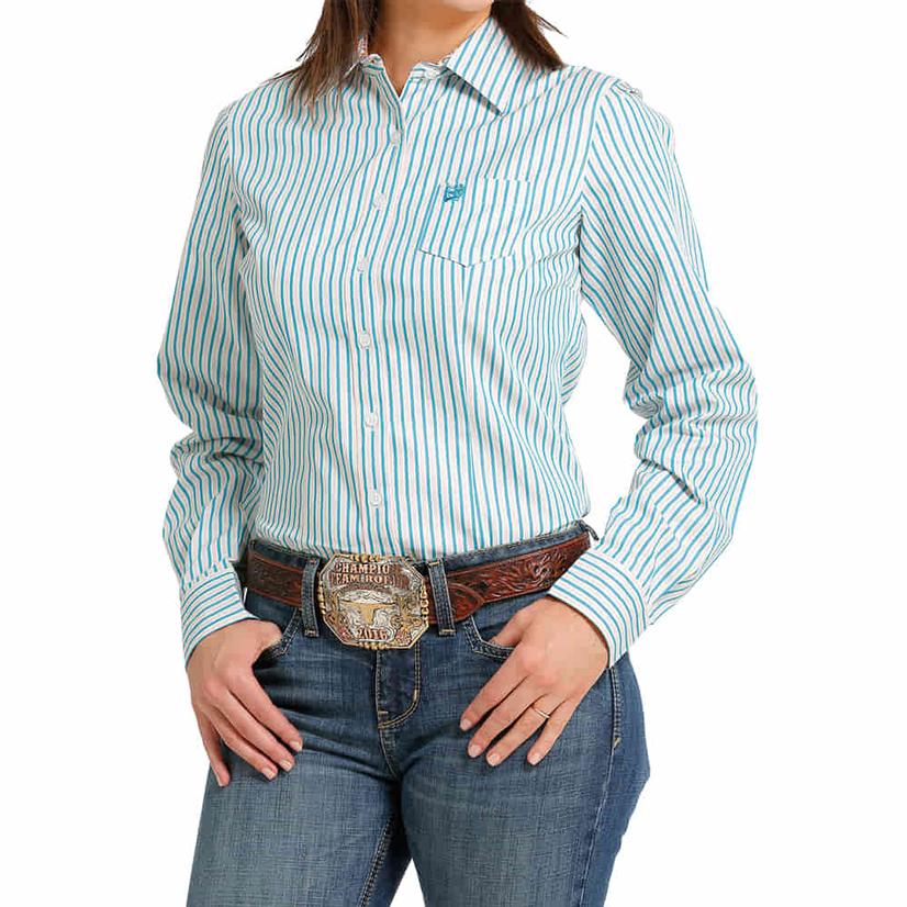  Cinch Blue Stripe Long Sleeve Buttondown Women's Shirt
