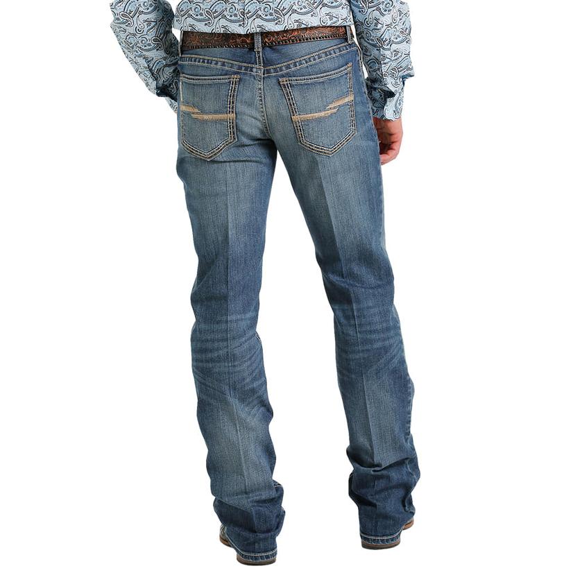  Cinch Ian Dark Stonewash Mid Rise Slim Boot Cut Jeans
