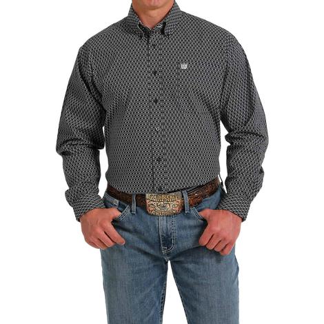 Cinch Contrast Trim Long Sleeve Button-Down Men's Shirt 