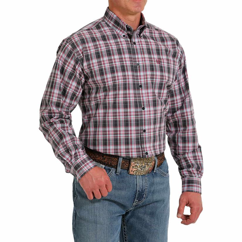  Cinch Plaid Long Sleeve Button- Down Men's Shirt