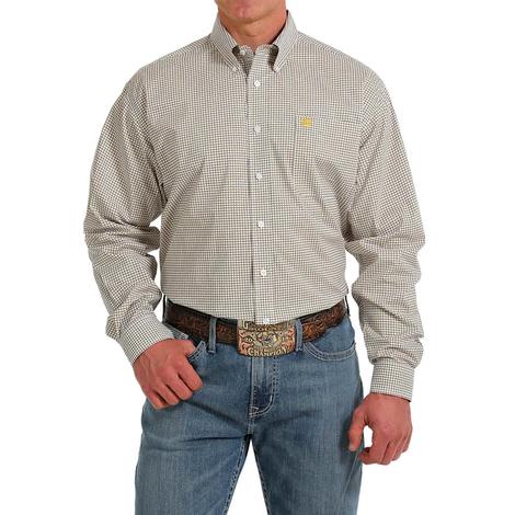 Cinch White Print Long Sleeve Buttondown Men's Shirt 