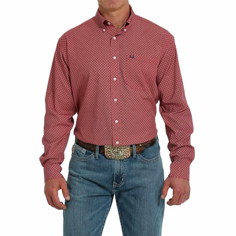 Cinch Red Arena Flex Long Sleeve Button-Down Men's Shirts 