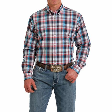 Cinch Plaid Long Sleeve Button-Down Men's Shirt 
