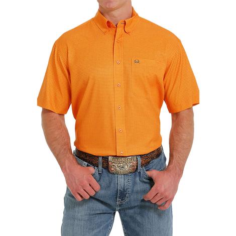 Cinch Orange Arena Flex Short Sleeve Buttondown Men's Shirts 