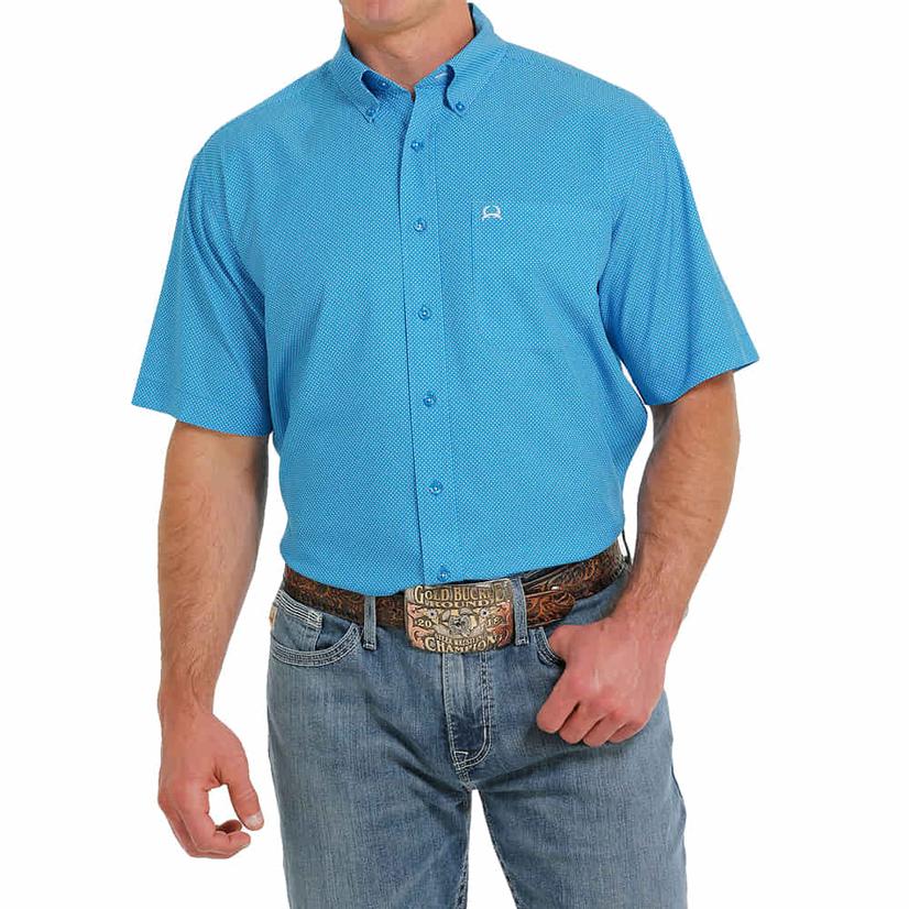  Cinch Blue Arena Flex Short Sleeve Buttondown Men's Shirts