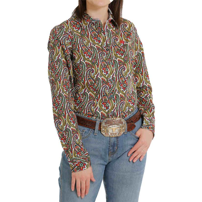 Cinch Multicolor Printed Long Sleeve Button- Down Women's Shirt