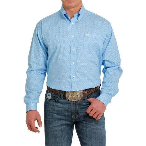 Cinch Blue Print Long Sleeve Buttondown Men's Shirt 