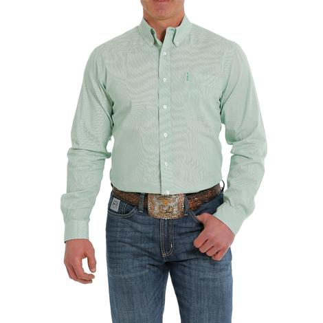 Cinch Light Green Long Sleeve Button-Down Men's Shirt