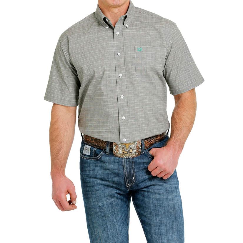  Cinch Brown Plaid Short Sleeve Buttondown Men's Shirt