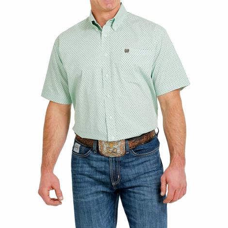 Cinch Green Floral Print Short Sleeve Buttondown Men's Shirt 