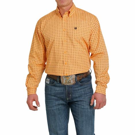 Cinch Orange Long Sleeve Button-Down Men's Shirt