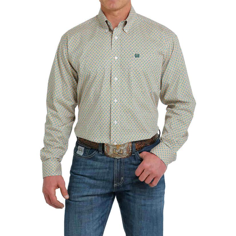  Cinch White Long Sleeve Button- Down Men's Shirt