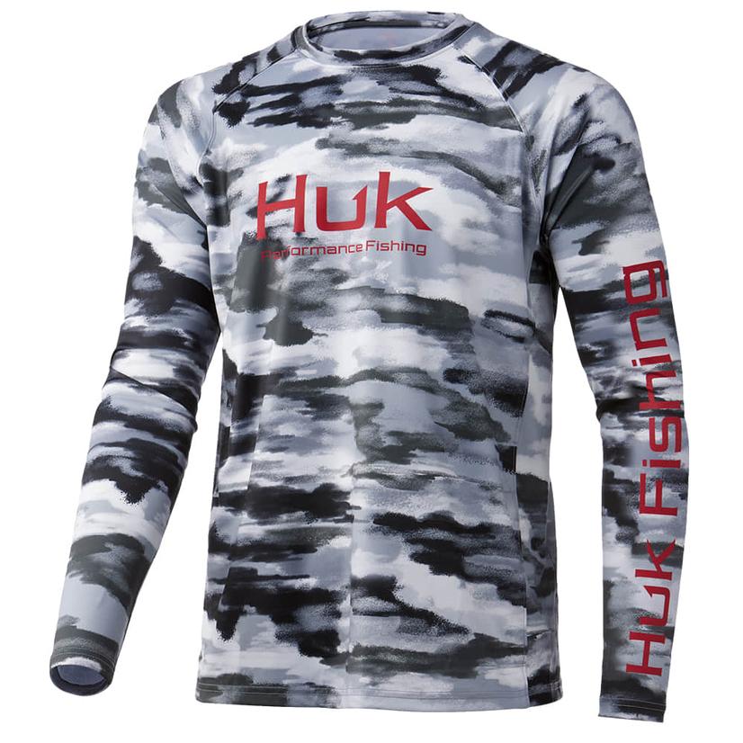  Huk Overcast Grey Pursuit Edisto Long Sleeve Men's Shirt